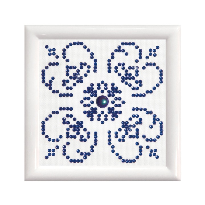 Set tablouri cu diamante, Diamond Dotz, Mandala albastră, 10x10cm, pentru 6 ani