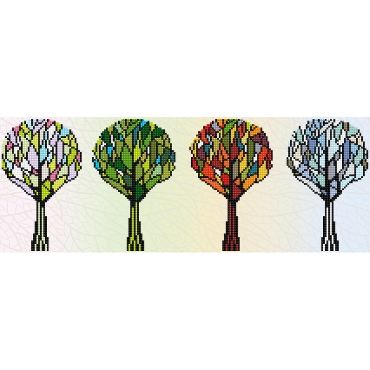 Tablou cu diamante, Diamond Dotz, Cele 4 anotimpuri, 60x22cm, pentru vârstnici 14+