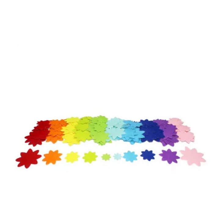 Set de 150 flori din fetru autoadeziv, Loolipo, multicolor, 2, 5x7cm
