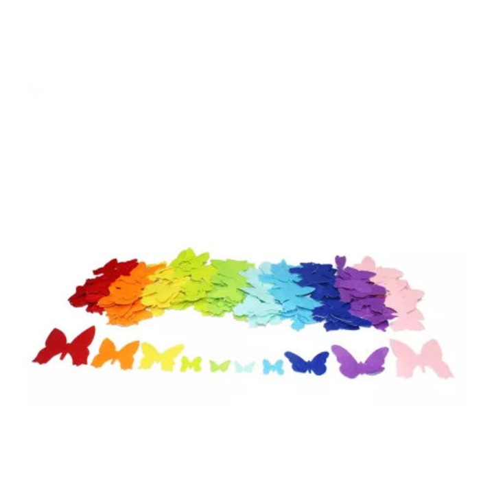 Set de 150 de fluturi colorati din fetru autoadeziv, 2, 5-7 cm, multicolor