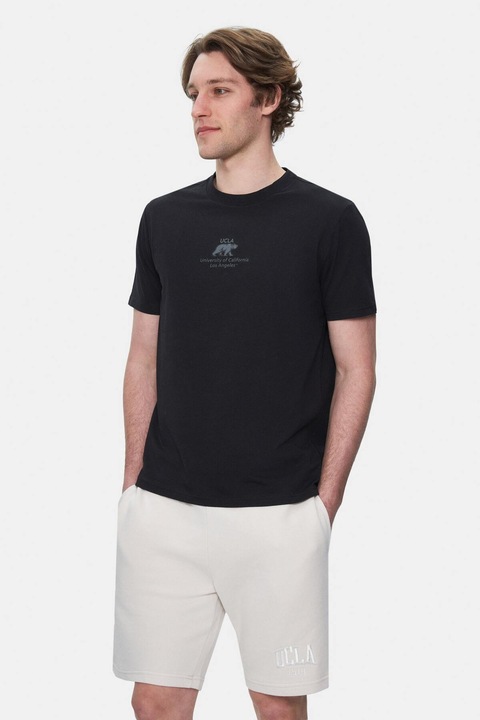UCLA, Normál szabású póló Fabio logóval, Fekete, 2XL