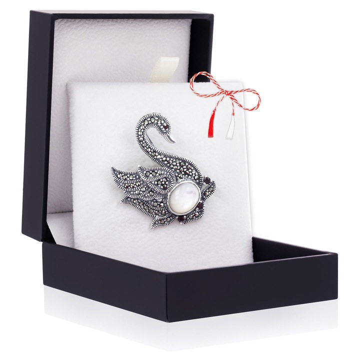 Brosa Argint 925 Model Lebada – Marcasite