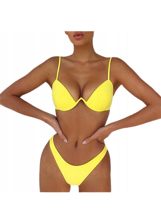 Női fürdőruha, SNM, kétrészes bikini, sárga, Sárga