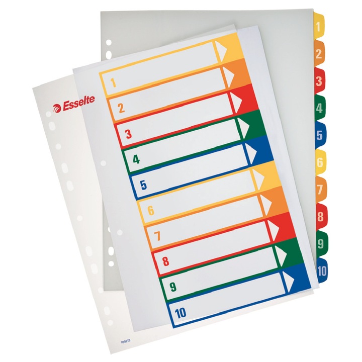 Separatoare Index Plastic 1-10 Imprimabil, Esselte