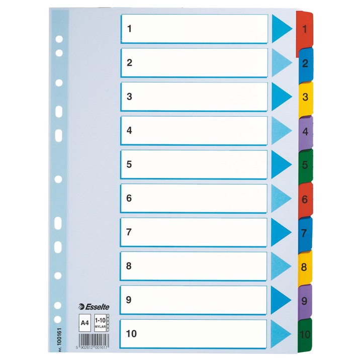 Separatoare Index Carton 1-10 Mylar, Esselte