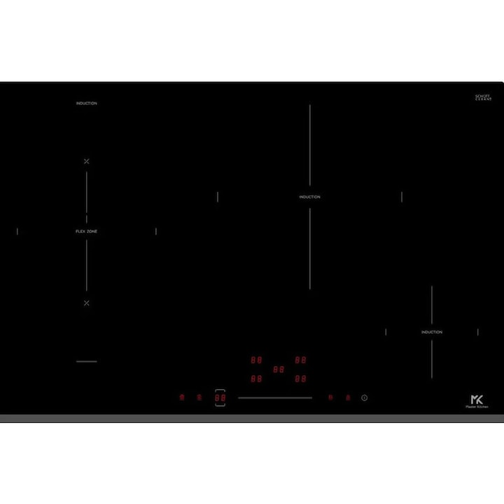 Plita incorporata vitroceramica Smeg SE263TD1, 6300 W, 3 zone, 9 nivele, Protectie la supraincalzire, Negru