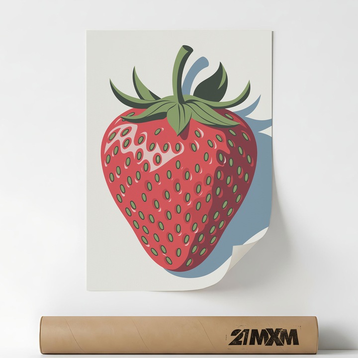 Poster 'Strawberry Pop Art' Pe Panza Mata – Design Minimalist, 30 x 40 cm, Fara Rama