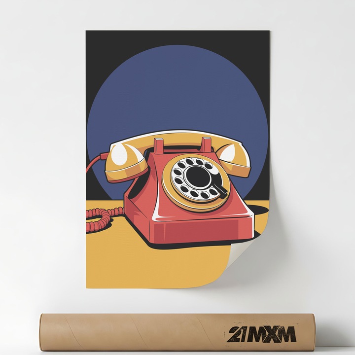 Poster 'Phone Pop Art' Pe Panza Mata – Design Minimalist, 30 x 40 cm, Fara Rama