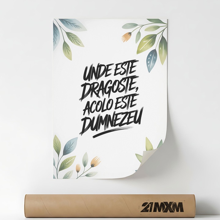Poster 'Unde Este Dragoste' Pe Panza Mata – Design Minimalist, 30 x 40 cm, Fara Rama