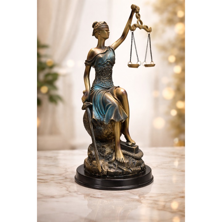 Statueta Justitia cu balanta si sabie