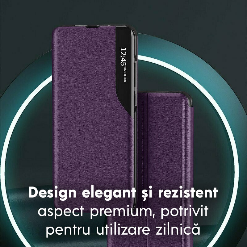 Husa pentru Samsung Galaxy S26 Tip Carte, S-View, Functie de Stand, Calitate Premium, Antisoc, Protectie Sporita, Mov