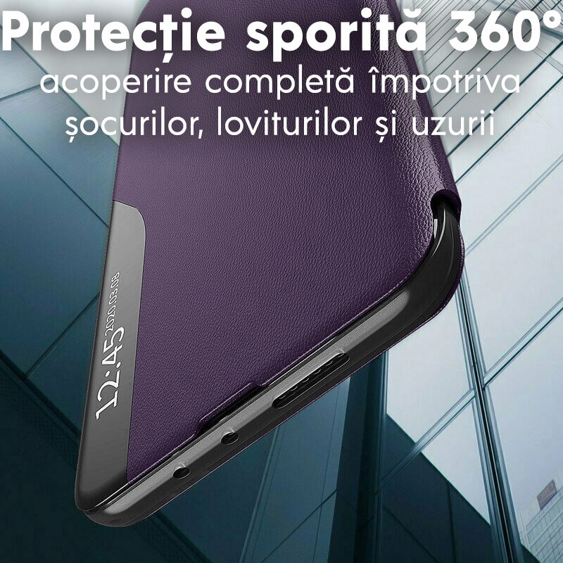 Husa pentru Samsung Galaxy S26 Tip Carte, S-View, Functie de Stand, Calitate Premium, Antisoc, Protectie Sporita, Mov