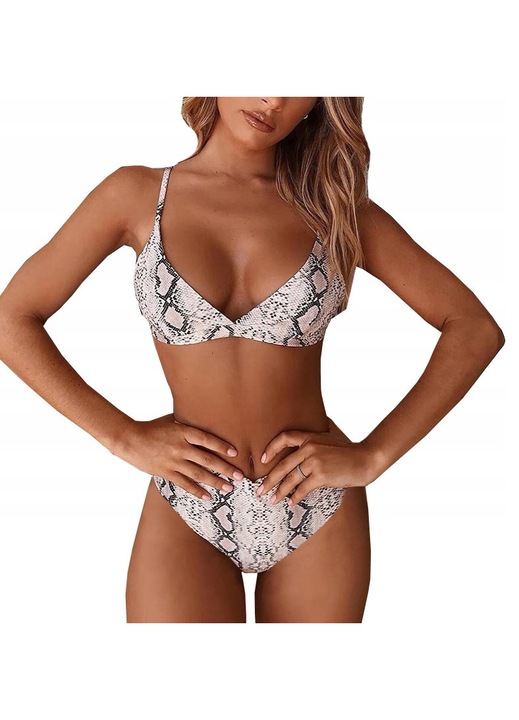 Női fürdőruha, SNM, kétrészes bikini, magas derék, fehér, 40 EU