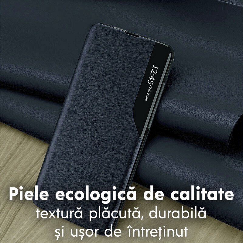 Husa pentru Samsung Galaxy S26 Plus Tip Carte, S-View, Functie de Stand, Calitate Premium, Antisoc, Protectie Sporita, Albastru