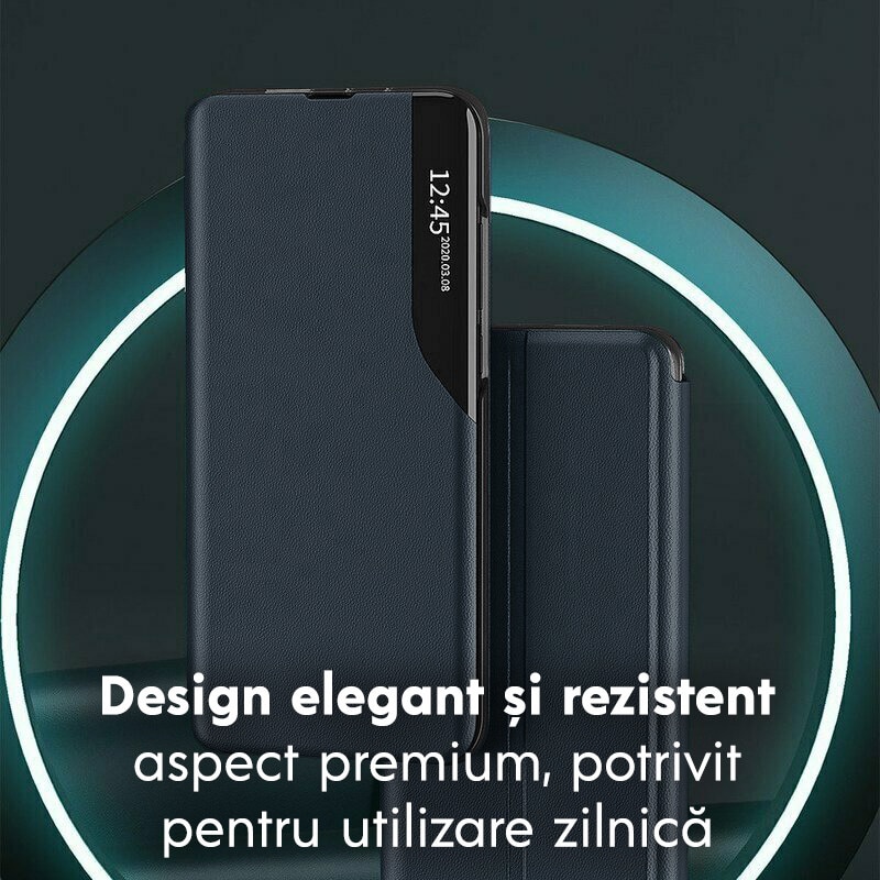 Husa pentru Samsung Galaxy S26 Plus Tip Carte, S-View, Functie de Stand, Calitate Premium, Antisoc, Protectie Sporita, Albastru