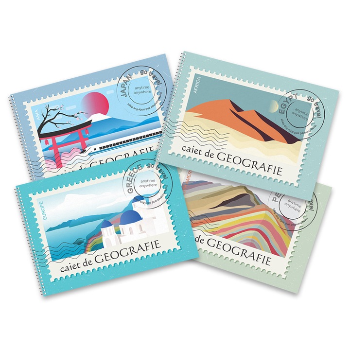 Caiet Geografie A4, 32 file, spira, set 5 bucati