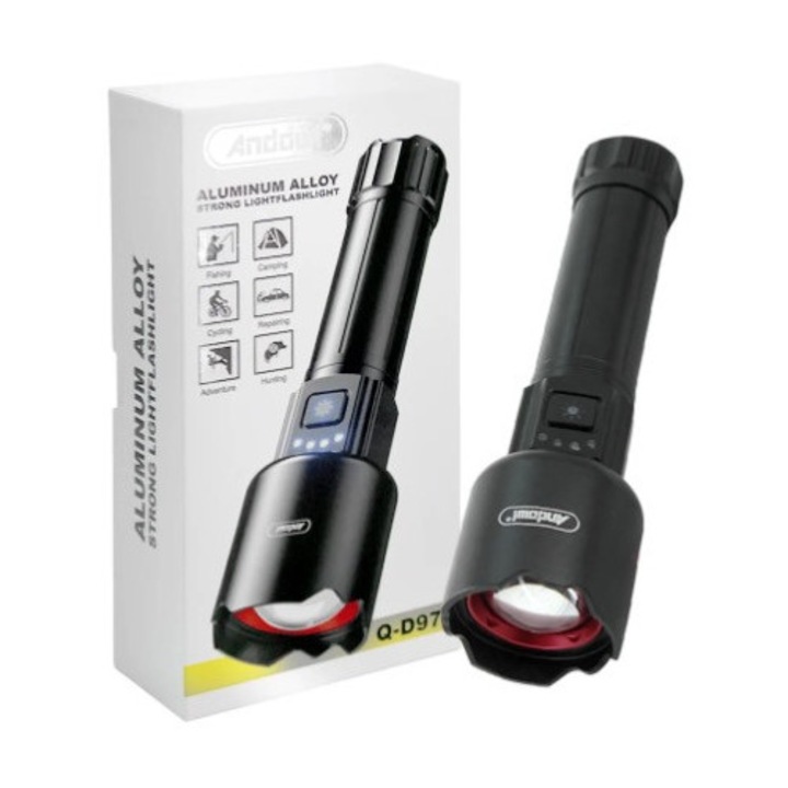 Andowl újratölthető hordozható lámpa 3 világítási móddal QD977