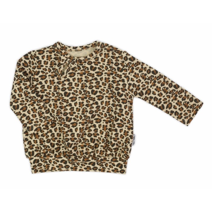 Gyermek blúz, NICOL, leopárdmintás, pamut, barna, 68 cm