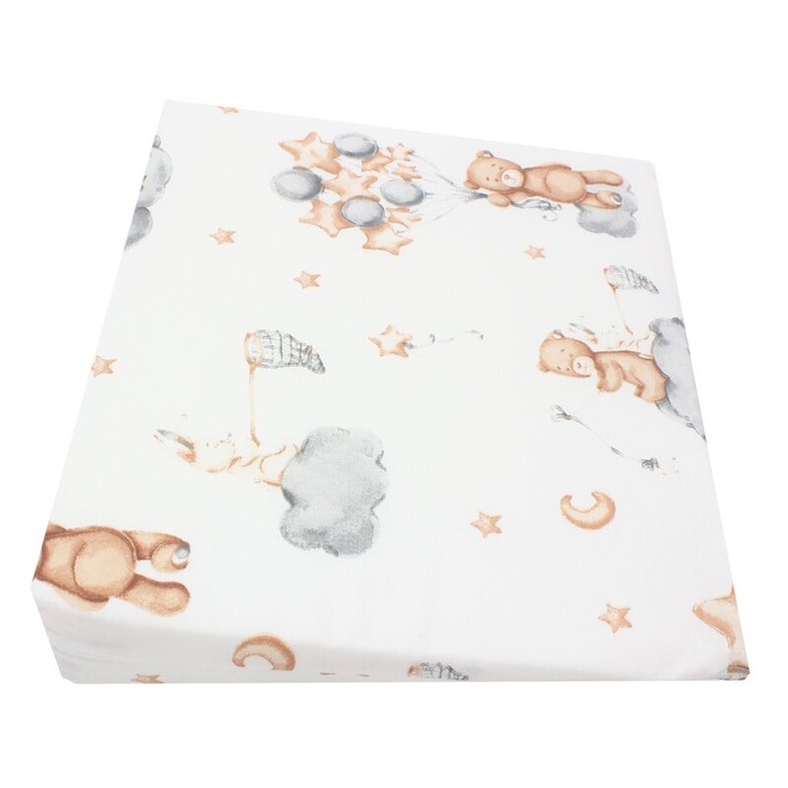 Perna antireflux, PRICHINDEL, Urs cu baloane, bumbac, 31x38 cm, alb