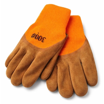 Mănuși de lucru, material tricotat + latex, antiderapante, portocalii cu maro, mărime universală