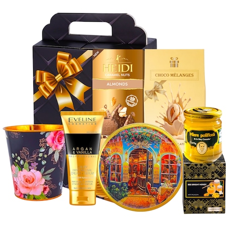 Set cadou premium pentru femei, honey blossom, CADOURI RAFINATE®, miere, ciocolata heidi