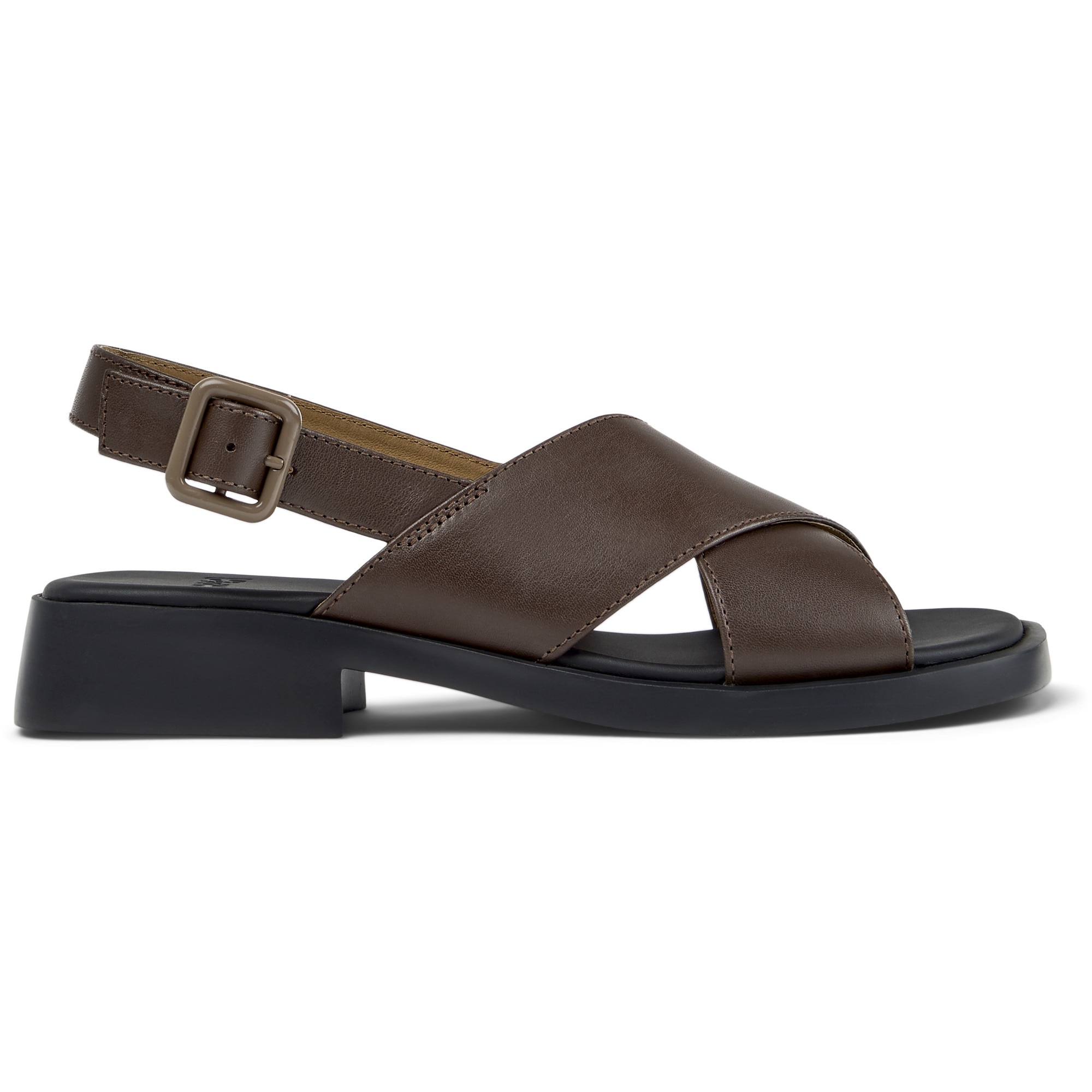 Camper, Sandale slingback de piele Dana, Maro inchis, 36