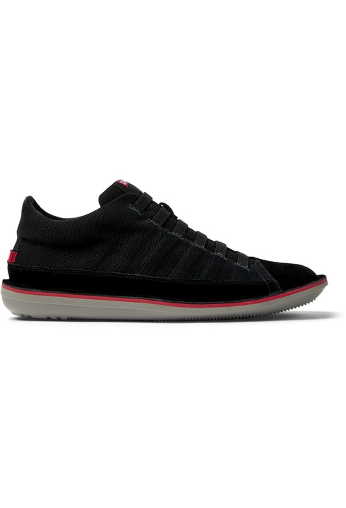 Camper, Pantofi casual din panza cu garnituri de piele intoarsa Beetle, Negru