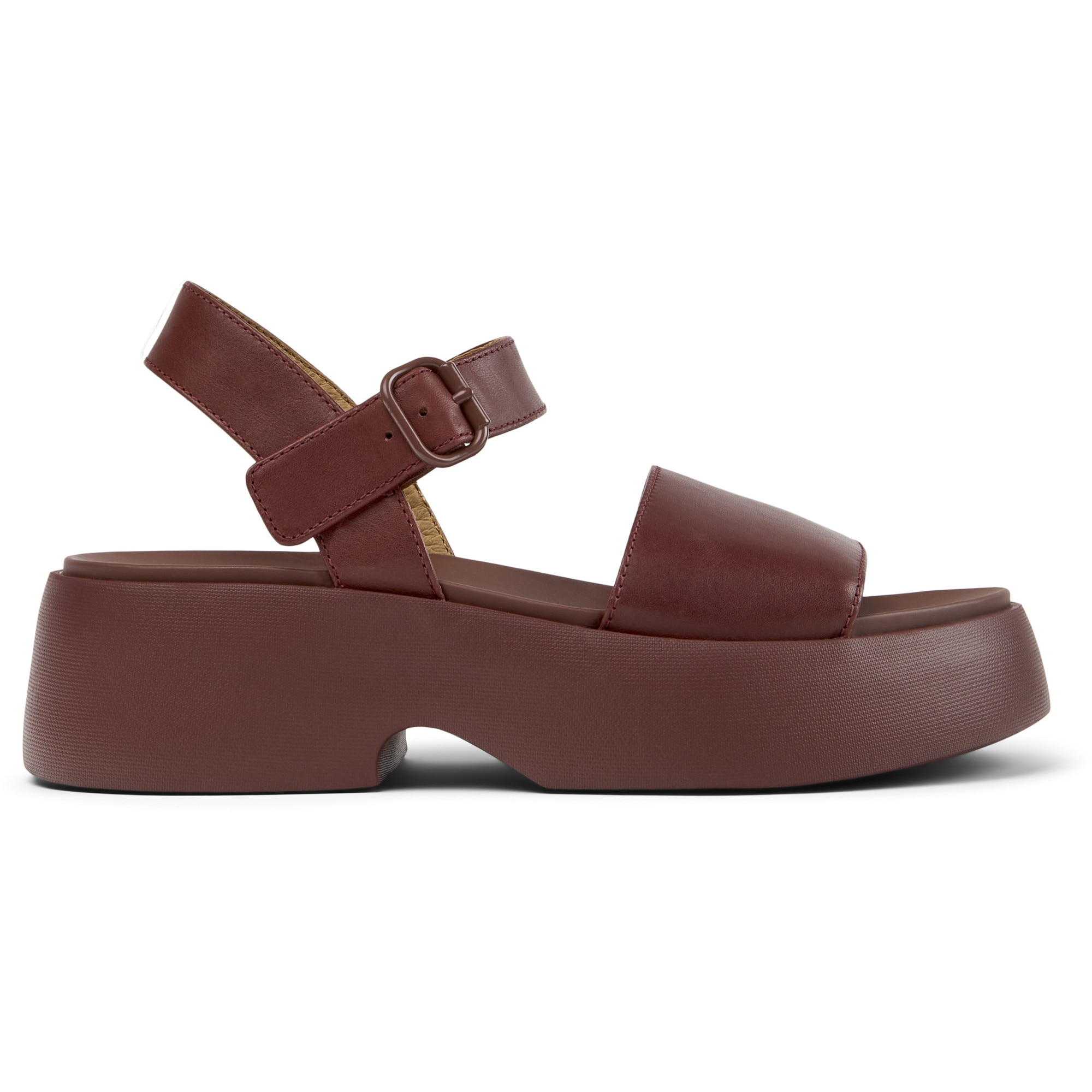 Camper, Sandale din piele cu talpa demi-wedge Tasha, Visiniu, 35