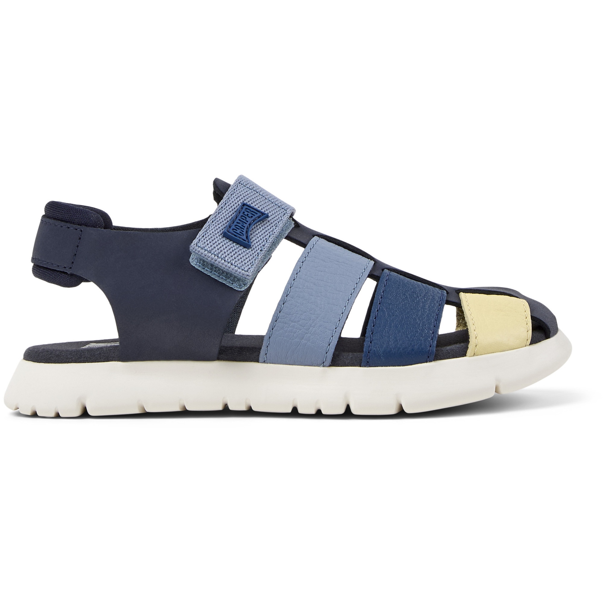Camper, Sandalde fisherman de piele nabuc Oruga, Galben, Albastru, 33 EU