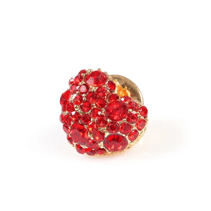 Brosa martisor inima cu pietre rosii