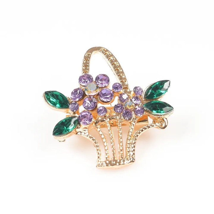 Brosa martisor cos cu flori lila