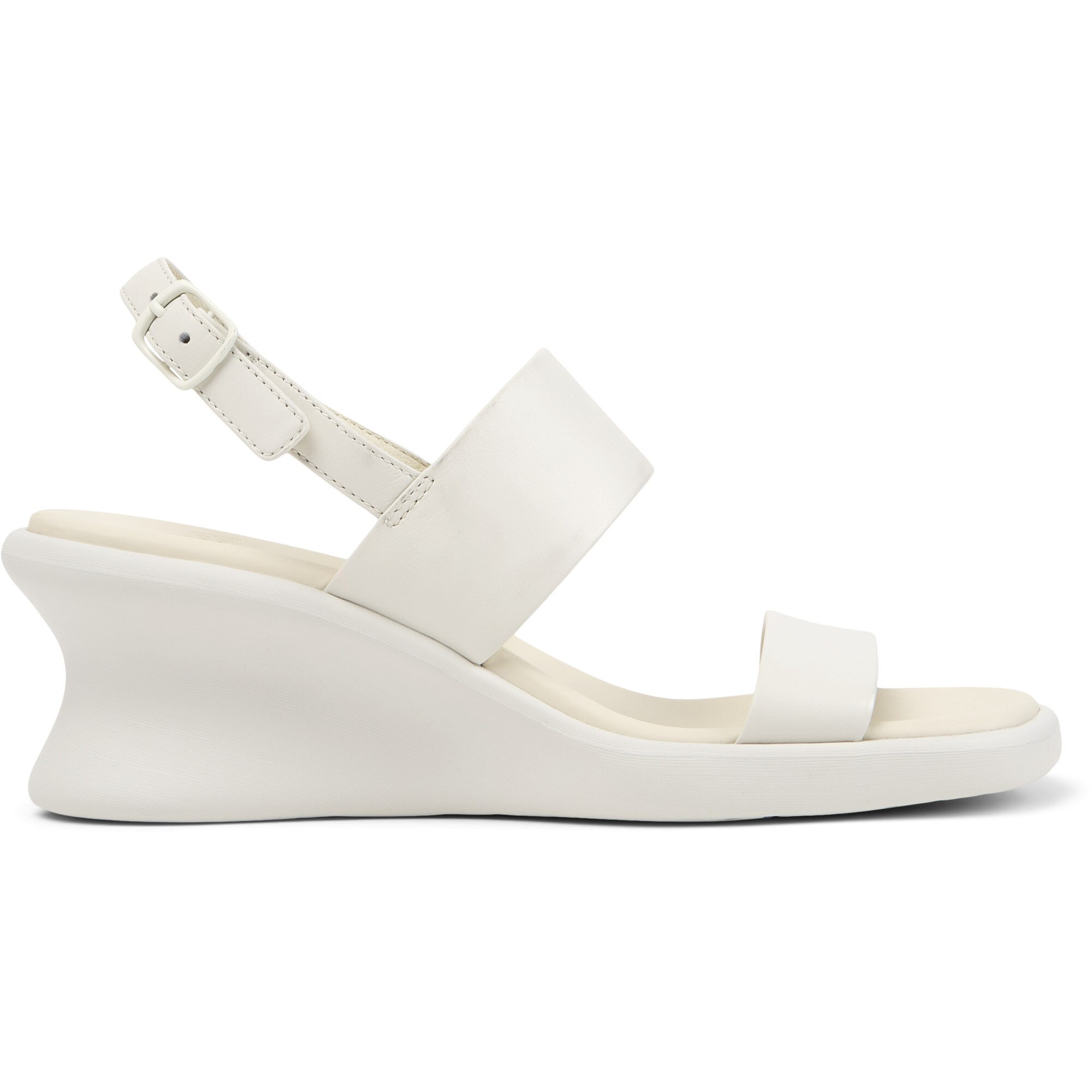 Camper, Sandale wedge din piele Louise, Alb, Alb murdar, 36