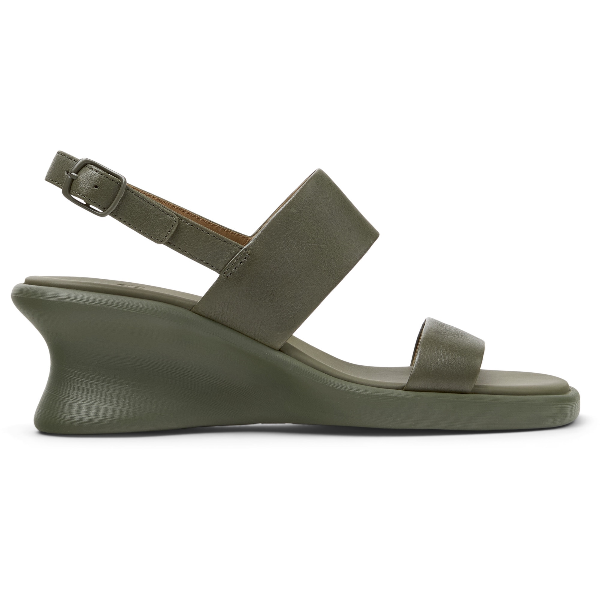 Camper, Sandale wedge din piele Louise, Verde, 36