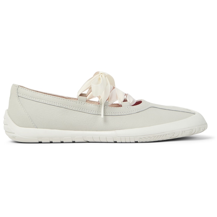 Camper, Balerini din piele cu inchidere cu snururi Peu Path+, Alb