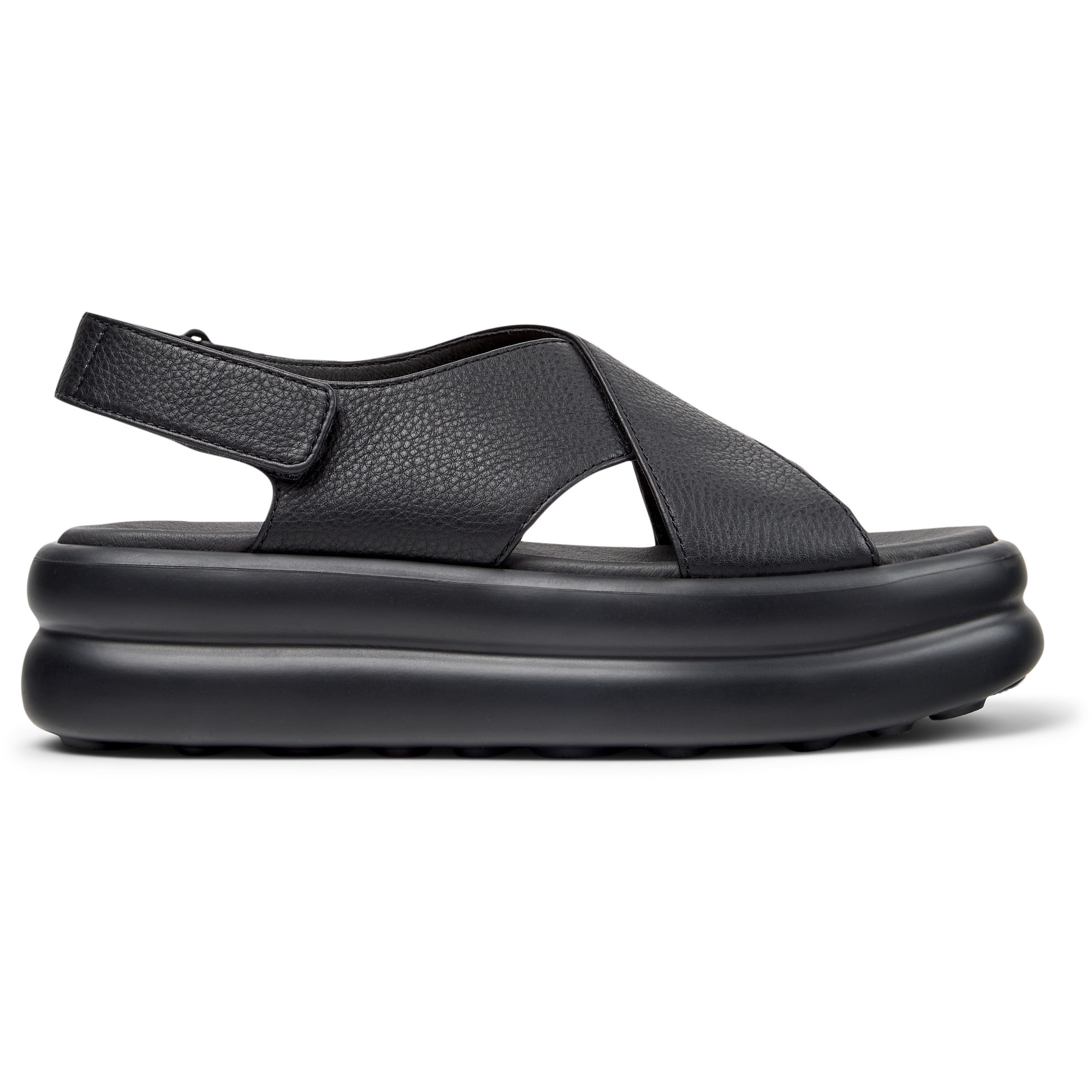 Camper, Sandale din piele cu platforma si bretele incrucisate Pelotas Flota Up, Negru, 38