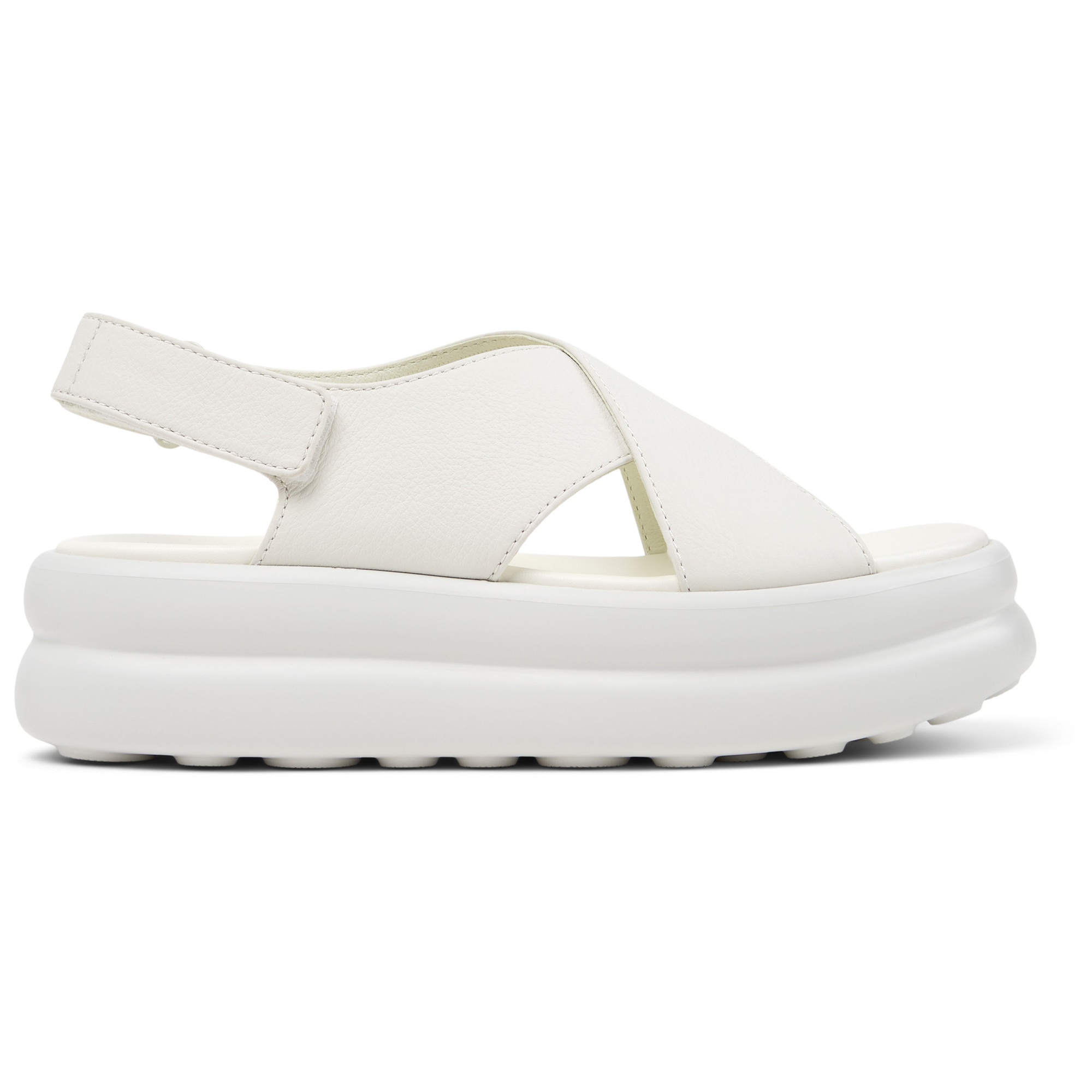 Camper, Sandale din piele cu platforma si bretele incrucisate Pelotas Flota Up, Alb, Alb murdar, 40