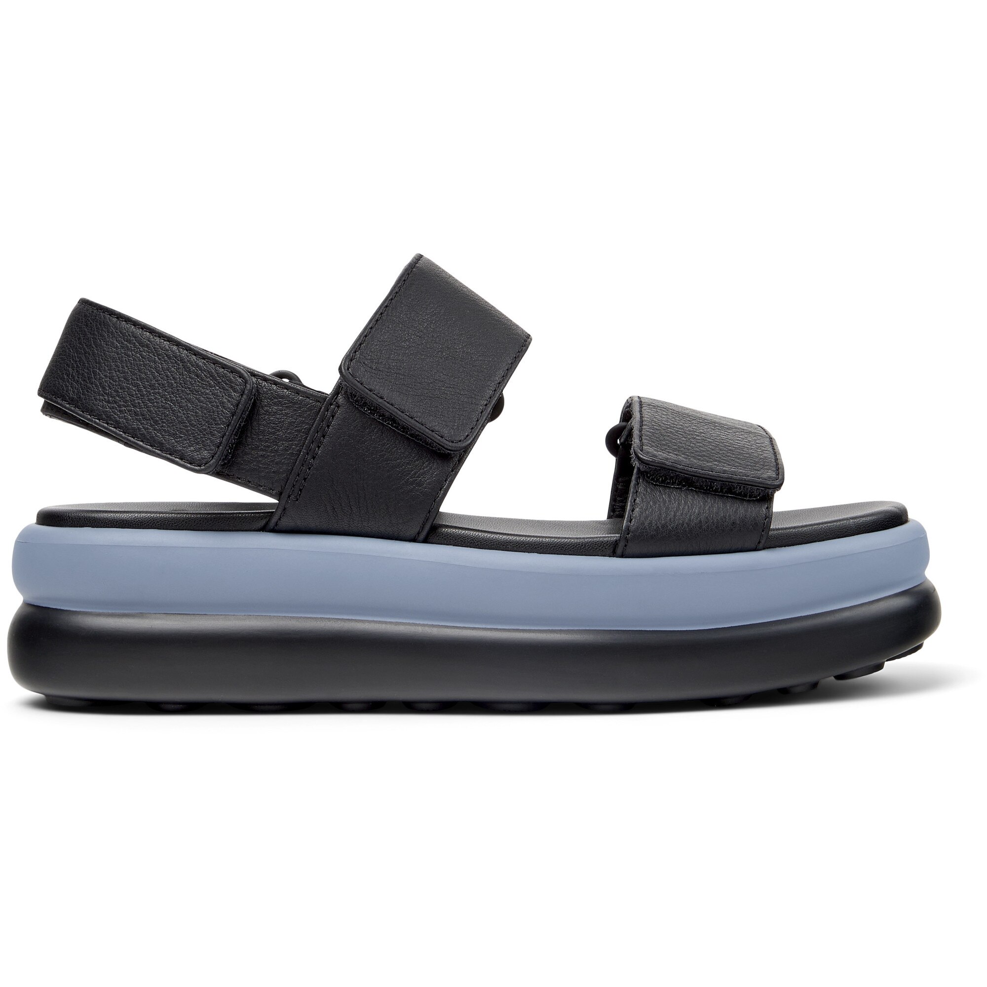 Camper, Sandale din piele cu aspect granulat si platforma Pelotas Flota Up, Negru, 41