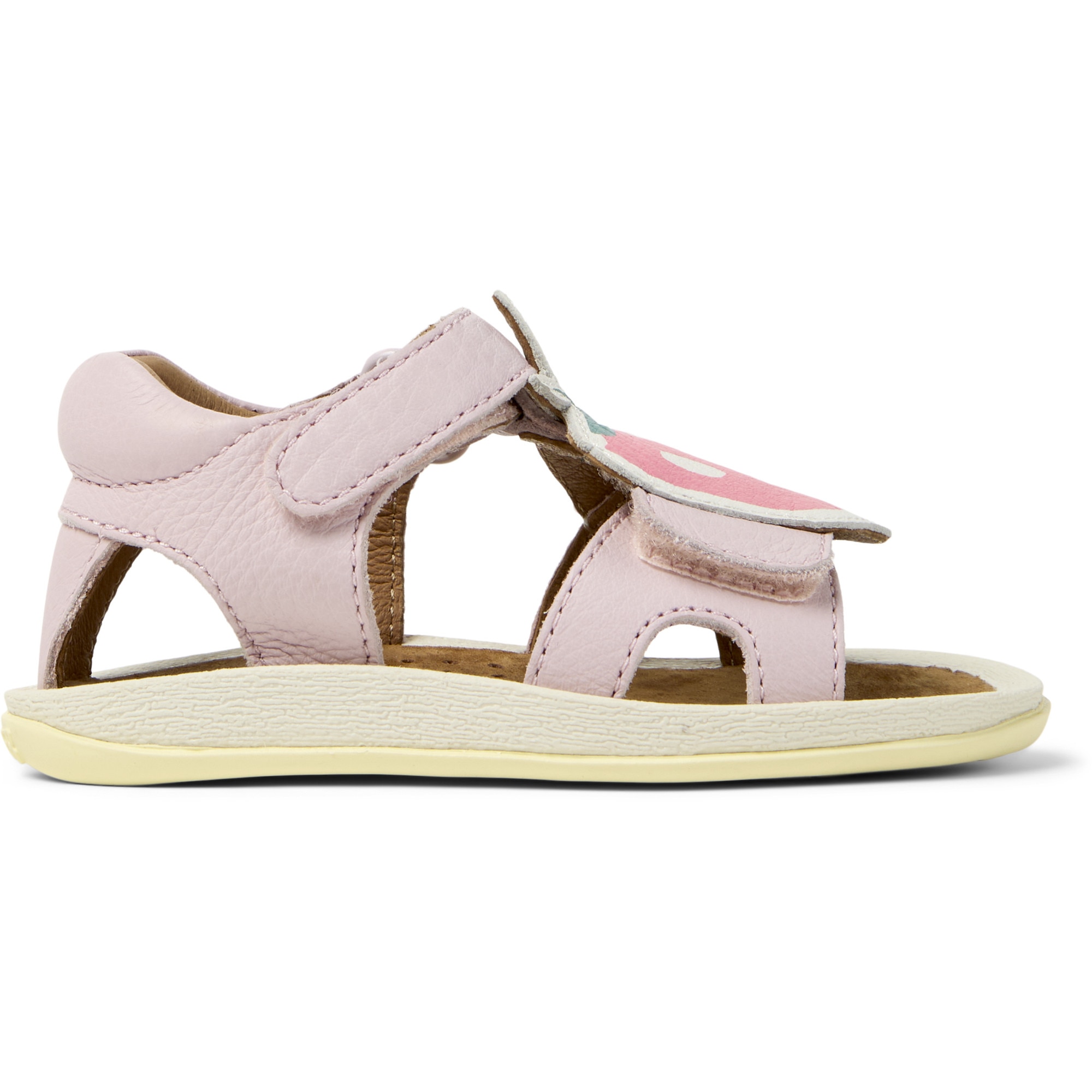 Camper, Sandale din piele cu velcroi Bicho Twins, Galben, Freak rose, 22 EU