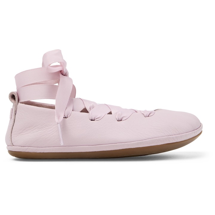 Camper, Balerini din piele cu sireturi Right Kids, Roz pal, 38 EU - eMAG.ro