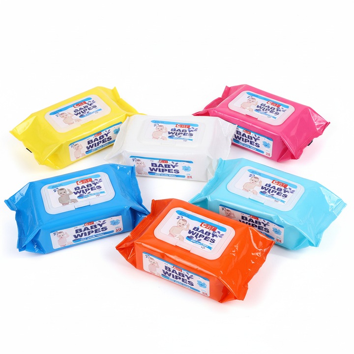 Set 6 Pachete Servetele Umede Hipoalergenice pentru Bebelusi, 80 buc/pachet, Capac Plastic, 480 buc Total, Piele Sensibila