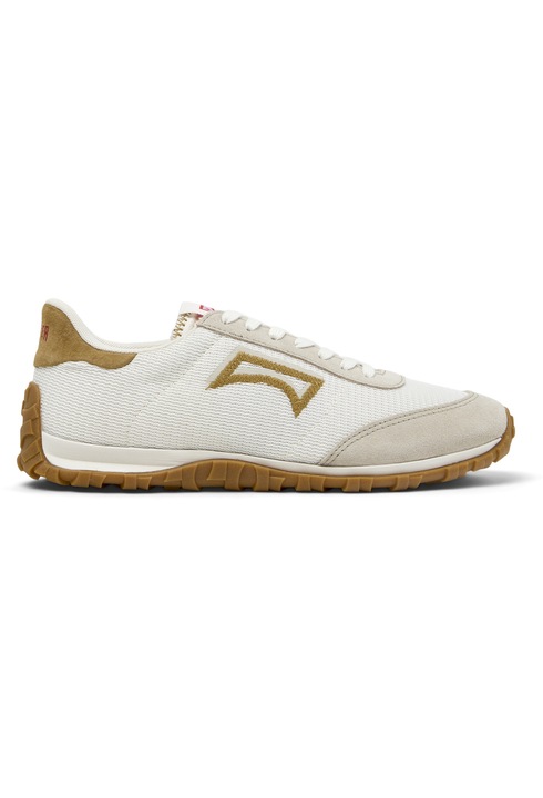Camper, Pantofi sport Drift Walk cu garnituri din piele intoarsa, Alb/Alb murdar