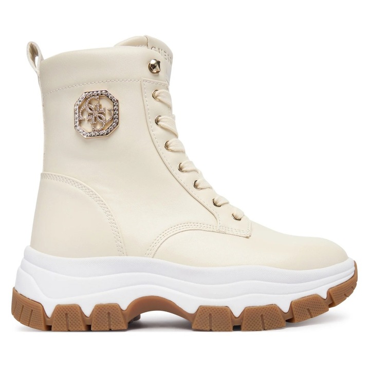 Ghete dama ELE12, GUESS, Piele ecologica, Crem, Ecru, 41