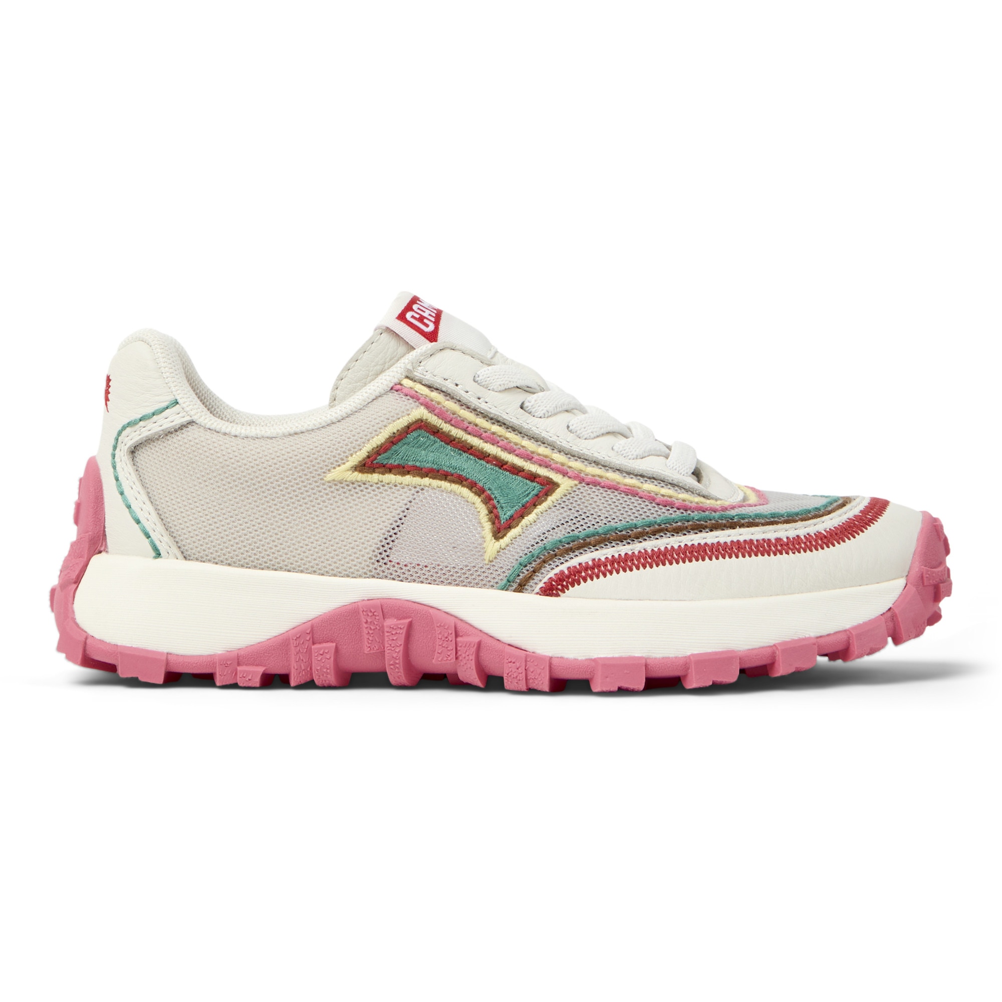 Camper, Pantofi sport Drift Walk cu garnituri din plasa, Rosu, Galben pal, Bej deschis, 37 EU