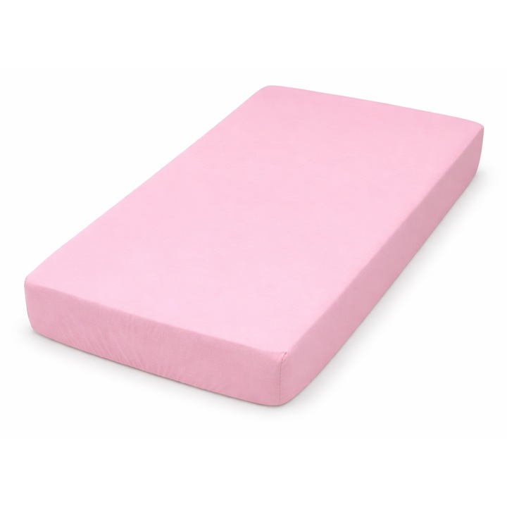 Чаршаф за бебешко креватче, 100% памук, размери 60 x 120 x 10 см, розов едноцветен модел