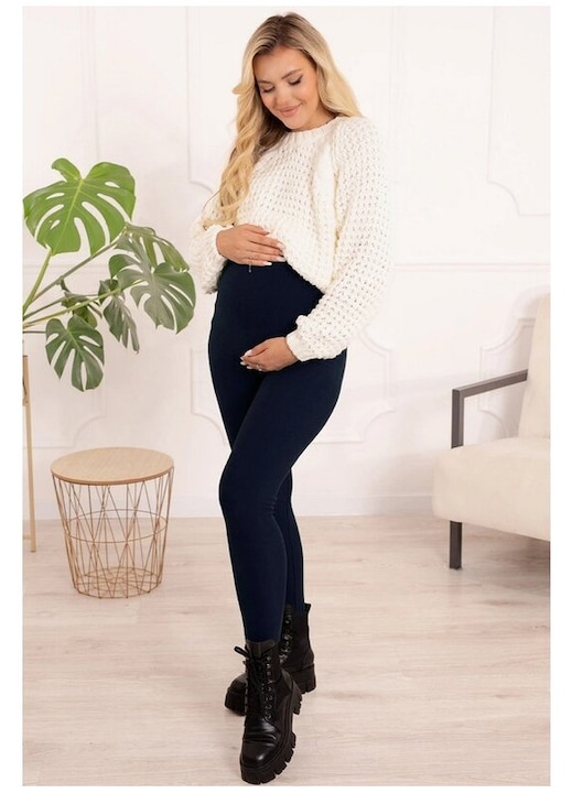 Colanti gravide grosi, 96% bumbac, bleumarin XL