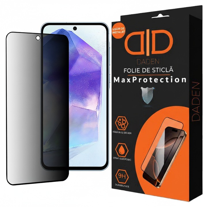 Adatvédelmi üvegfólia Samsung Galaxy A57 5G Daden MaxProtection-hoz, Teljes Fedés, Professzionális Védelem, Ultra Ellenálló, Prémium Minőség