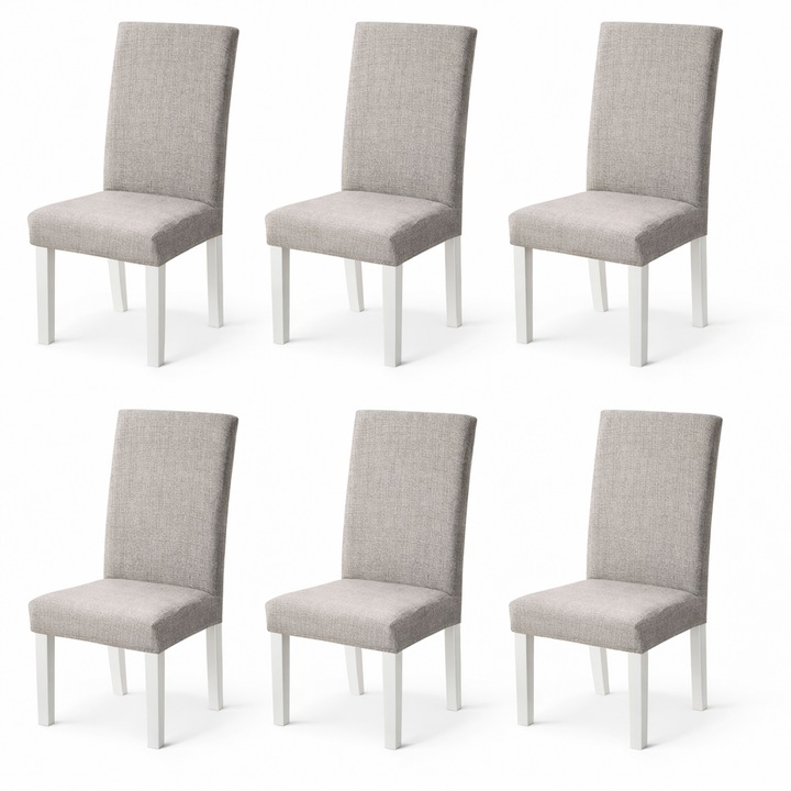 Set 6 Huse Scaun, Elastan Premium, Greige, 35-45x45-55cm