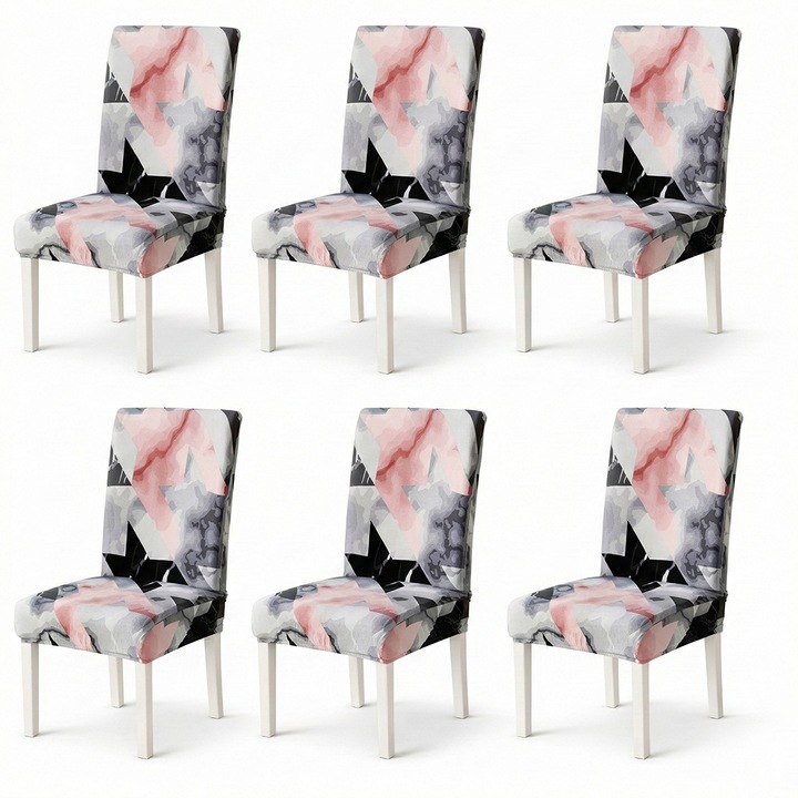 Set 6 Huse Scaun Universale, Multicolor, Elastan Premium, 35x45cm-45x55cm