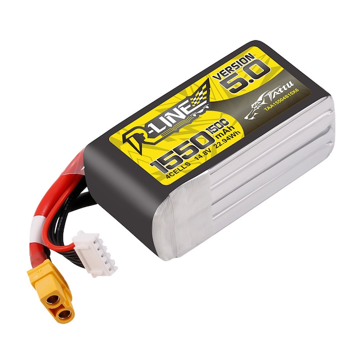 Acumulator LiPo GENS ACE Tattu R-Line V5.0, 14.8 V/ 1550 mA/ 150C/ conector XT60