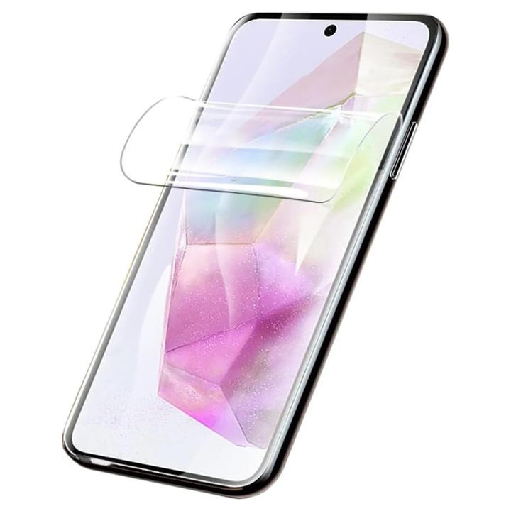 Folie Silicon Ecran pentru Samsung Galaxy A57 5G, Silicon Hydrogel Regenerabil, Flexible Hydro-Crystal, Protectie Completa, Full Glue, Instalare usoara, Set complet pentru Instalare